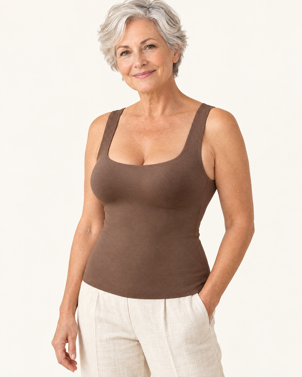 Débardeur à brassière intégrée Colette, coloris café